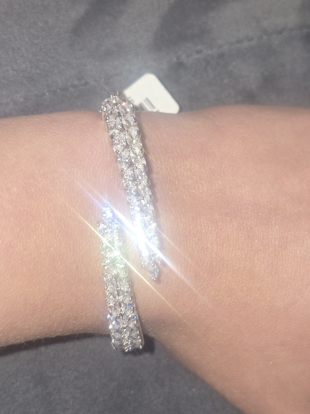 22kwgp Dubai Silver Clear Crystal Wrap Bracelet